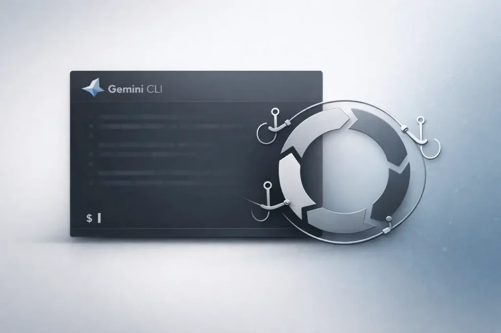 Gemini CLI Hooks interface showing customizable agentic loop with validation and policy enforcement controls.