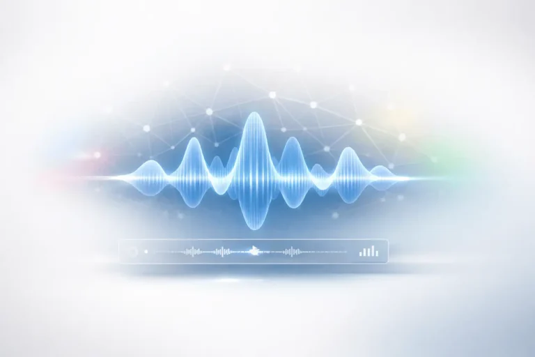 Gemini 3.1 Flash Live AI voice model with real-time waveform and neural network visualization.